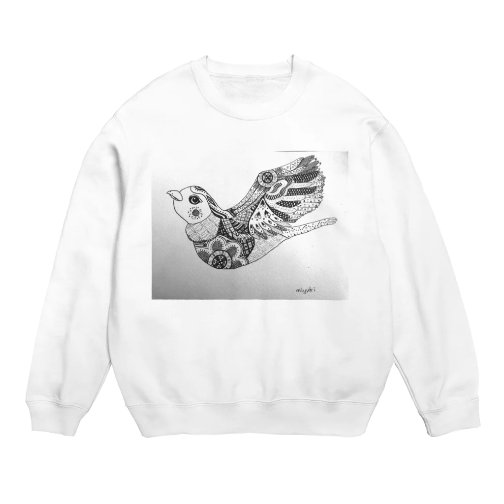 みゆきのはばたく鳥（ゼンタングル） Crew Neck Sweatshirt