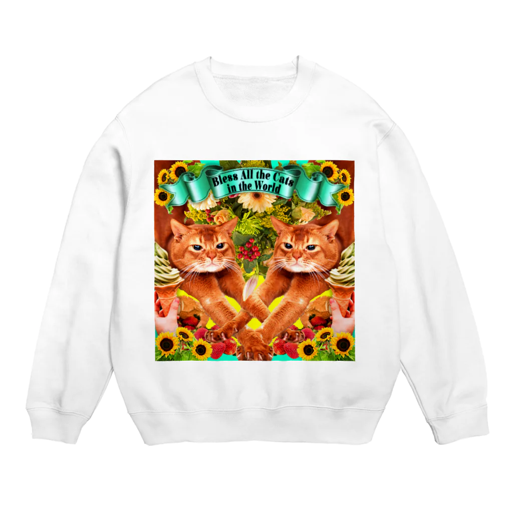 田中黄色水晶の💐🐈猫に祝福を💐🐈 Crew Neck Sweatshirt