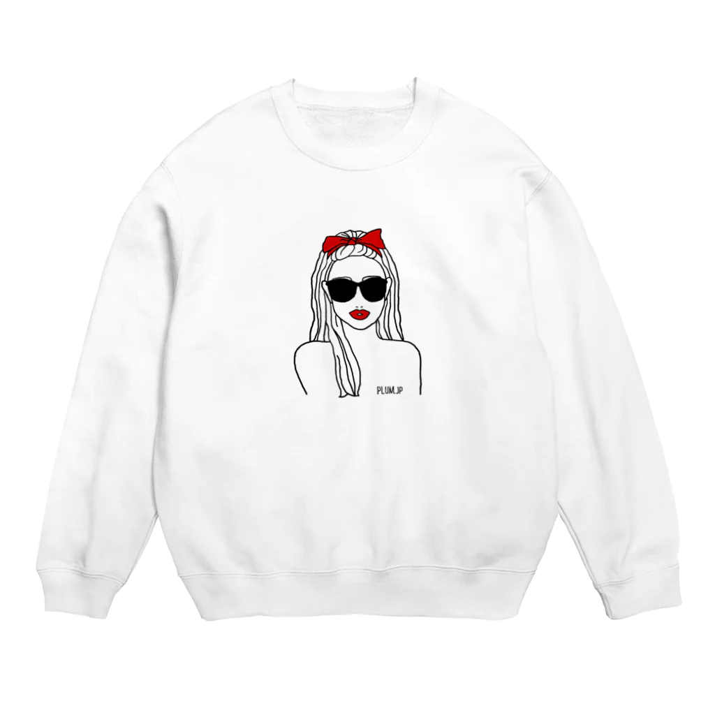 plum.jpのサングラス・ガール(リボン) Crew Neck Sweatshirt