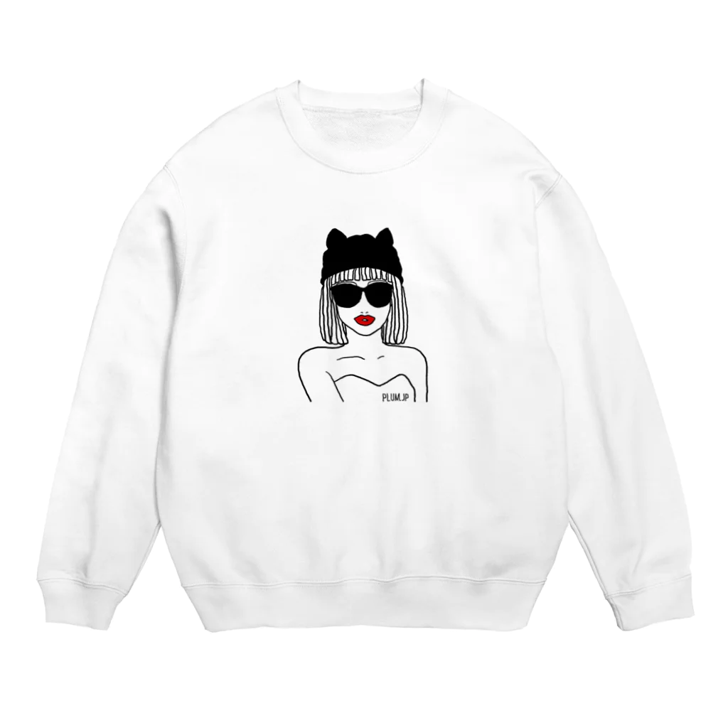 plum.jpのサングラス・ガール(ネコ耳) Crew Neck Sweatshirt