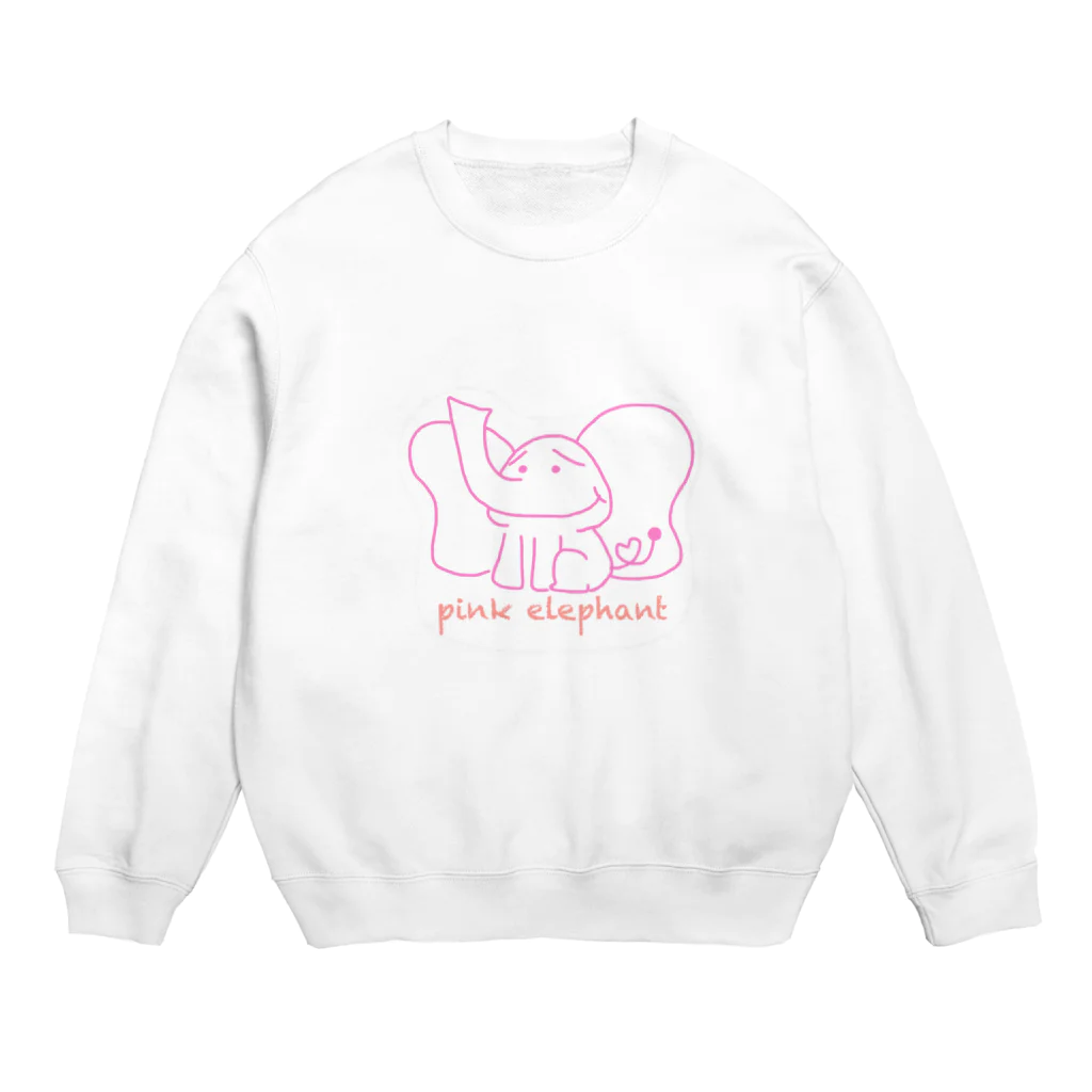 お絵描き屋さんのおみせ。のpink elephant Crew Neck Sweatshirt