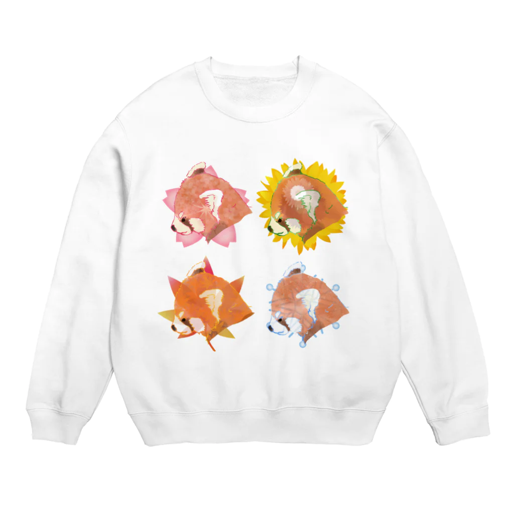 きゃべつ日和の四季とレッサーパンダ白 Crew Neck Sweatshirt