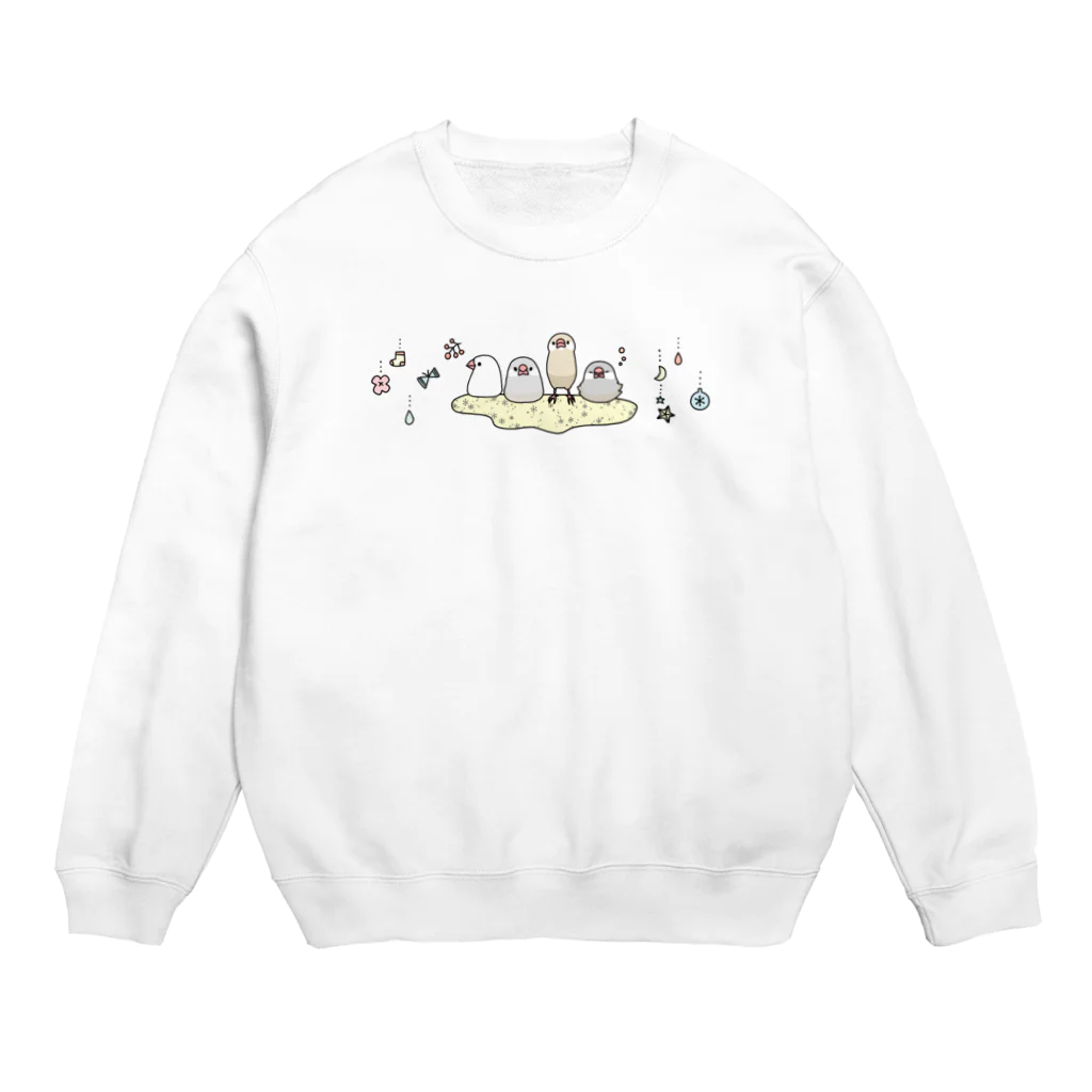 ・buncho days・ 文鳥デイズのキラふわ文鳥 Crew Neck Sweatshirt