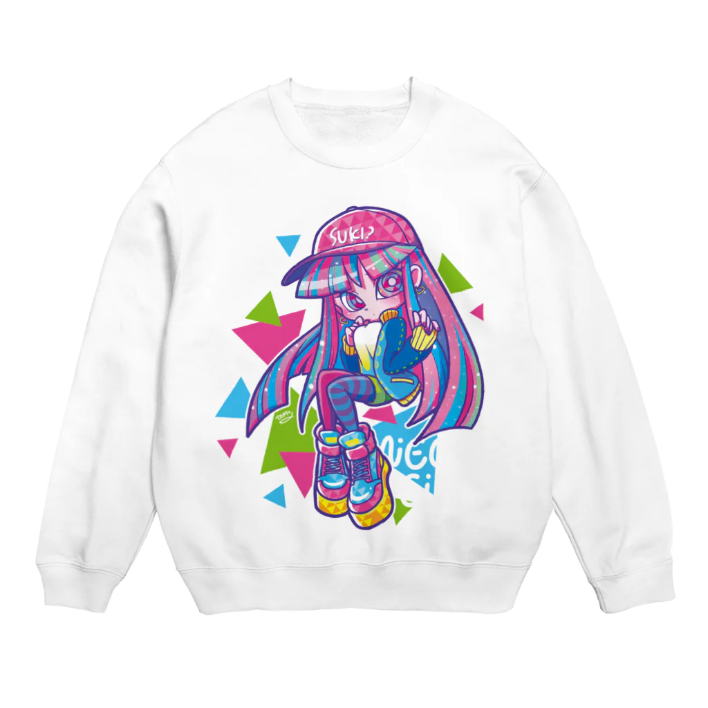 ＴＡＭ＋α◆SUZURIのネオンガール Crew Neck Sweatshirt