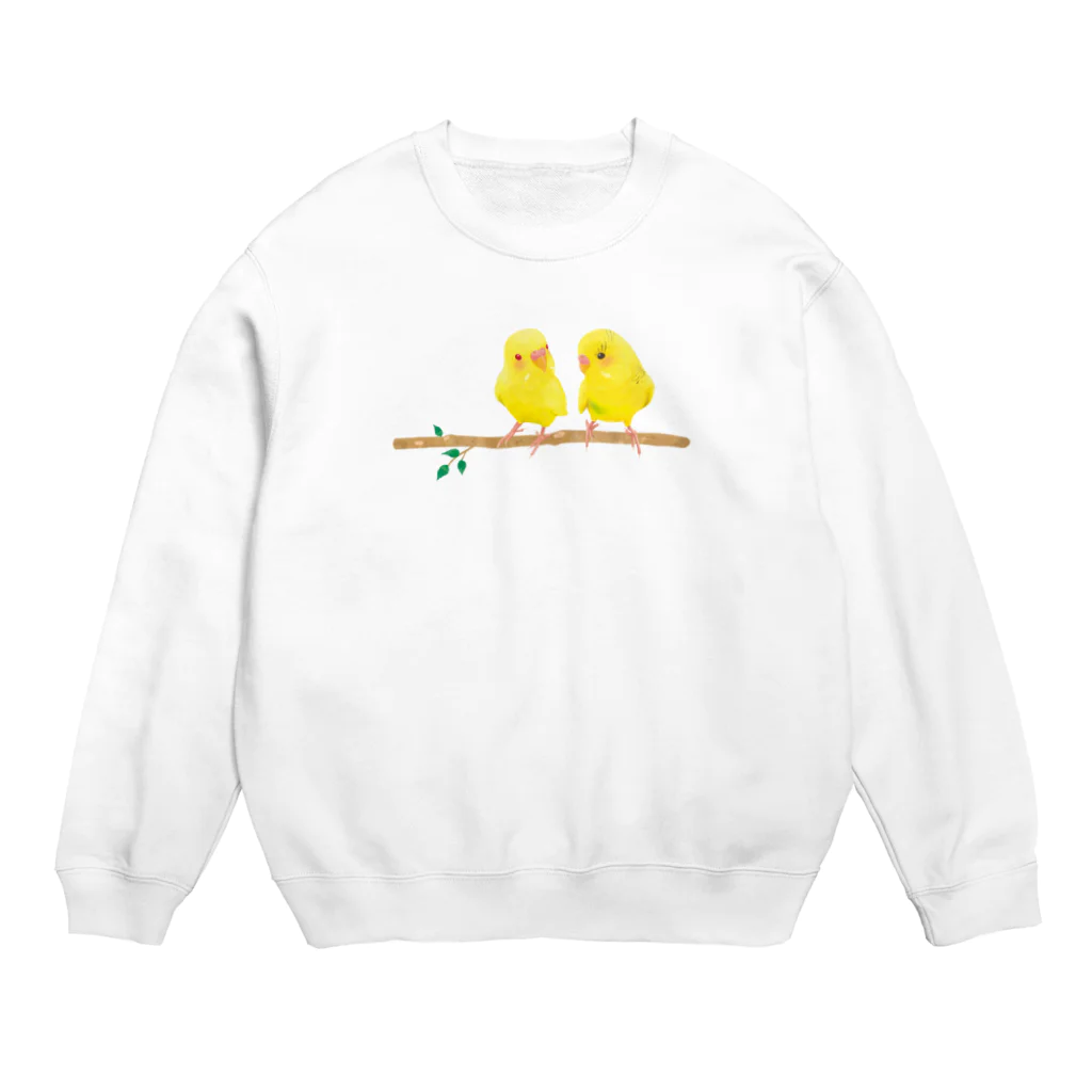 Mi-i-Creの幸せの黄色いセキセイインコ Crew Neck Sweatshirt