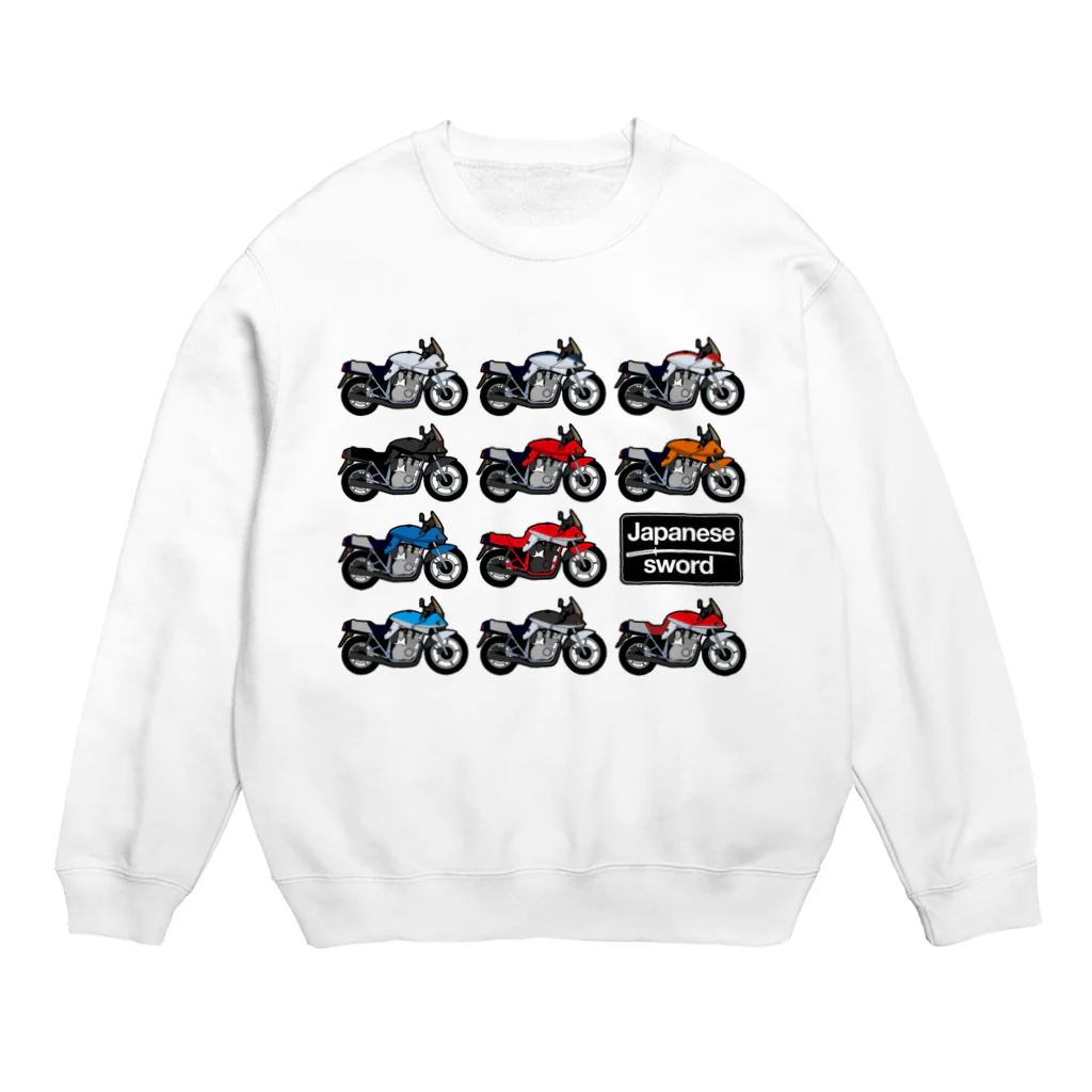 バイクは楽しいの日本刀いろいろ （前プリントVer） Crew Neck Sweatshirt