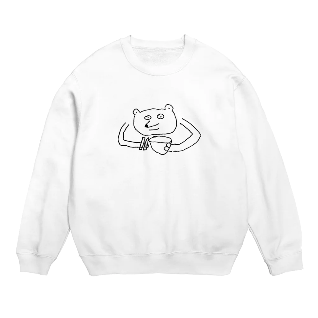 cn0618の熊そばを食べるクマ Crew Neck Sweatshirt