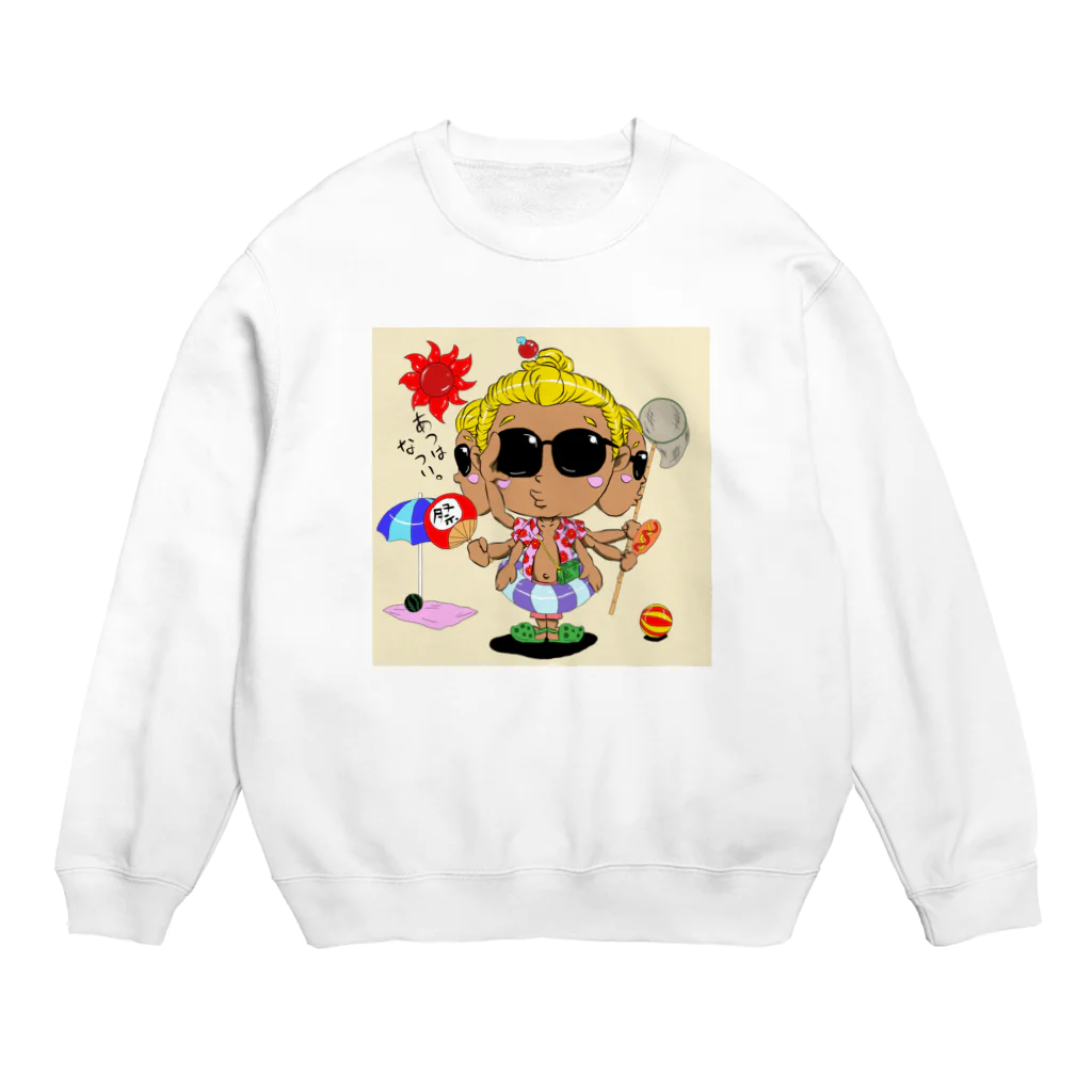 かさぎたすくのディフォルメあしゅら。夏バージョン。 Crew Neck Sweatshirt