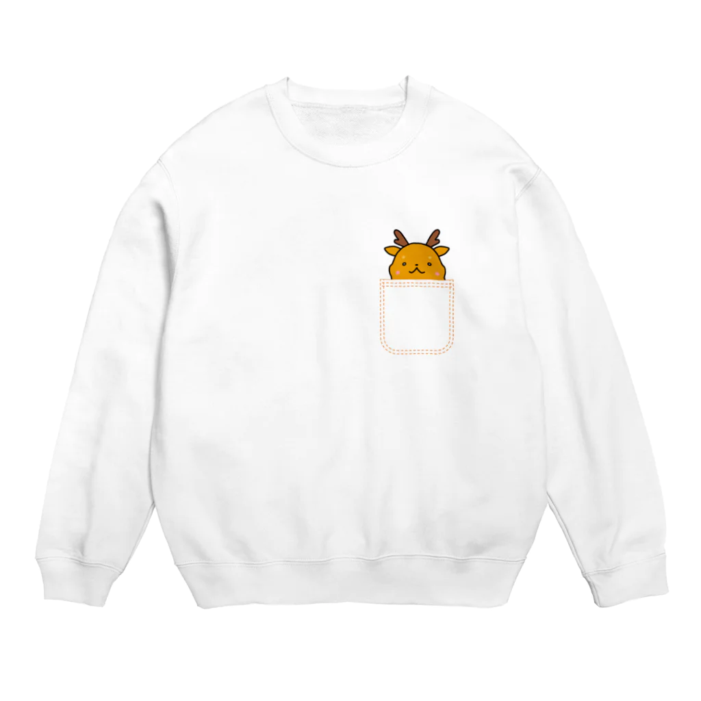 ゆるも鹿々堂のポケットインまめしか Crew Neck Sweatshirt