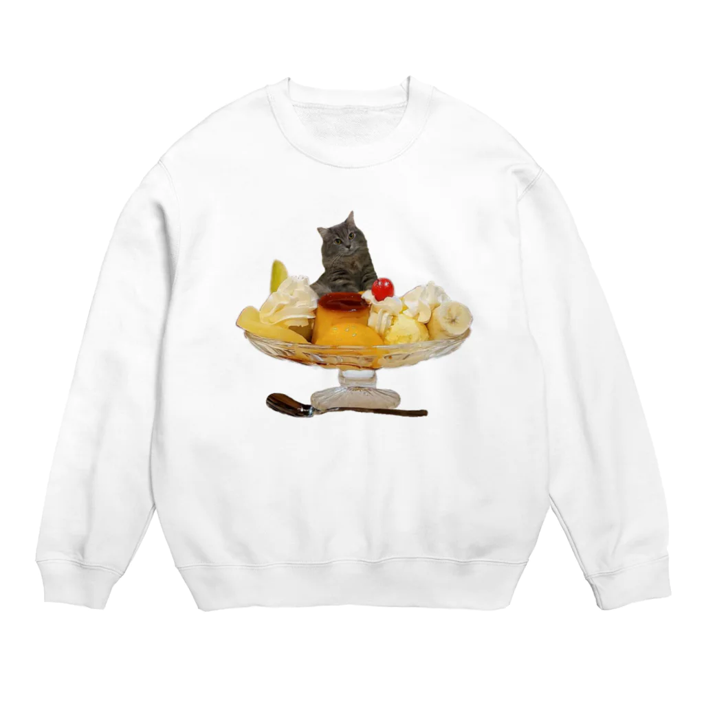 ポン酢はチュールが食べたいにゃのポン酢×プリンアラモード Crew Neck Sweatshirt