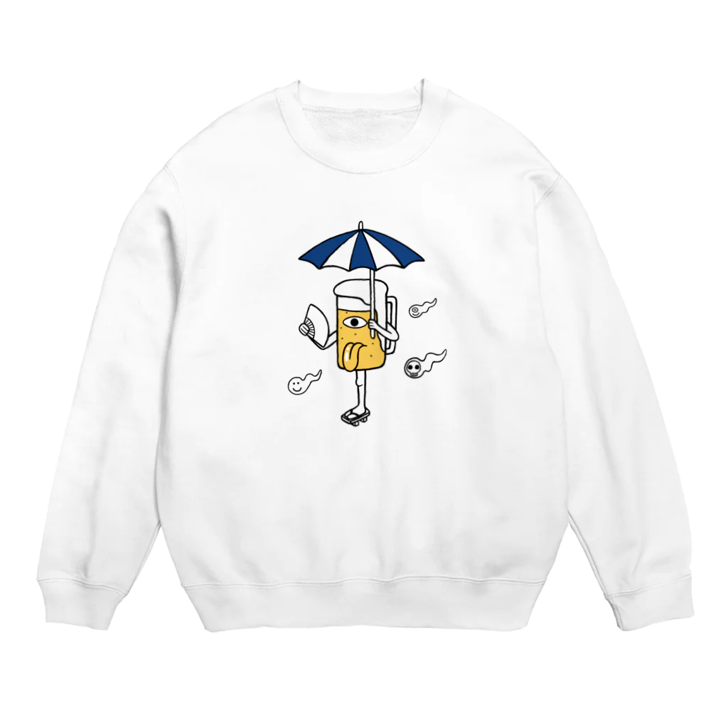 リュウラクドウの唐傘ビールお化け Crew Neck Sweatshirt