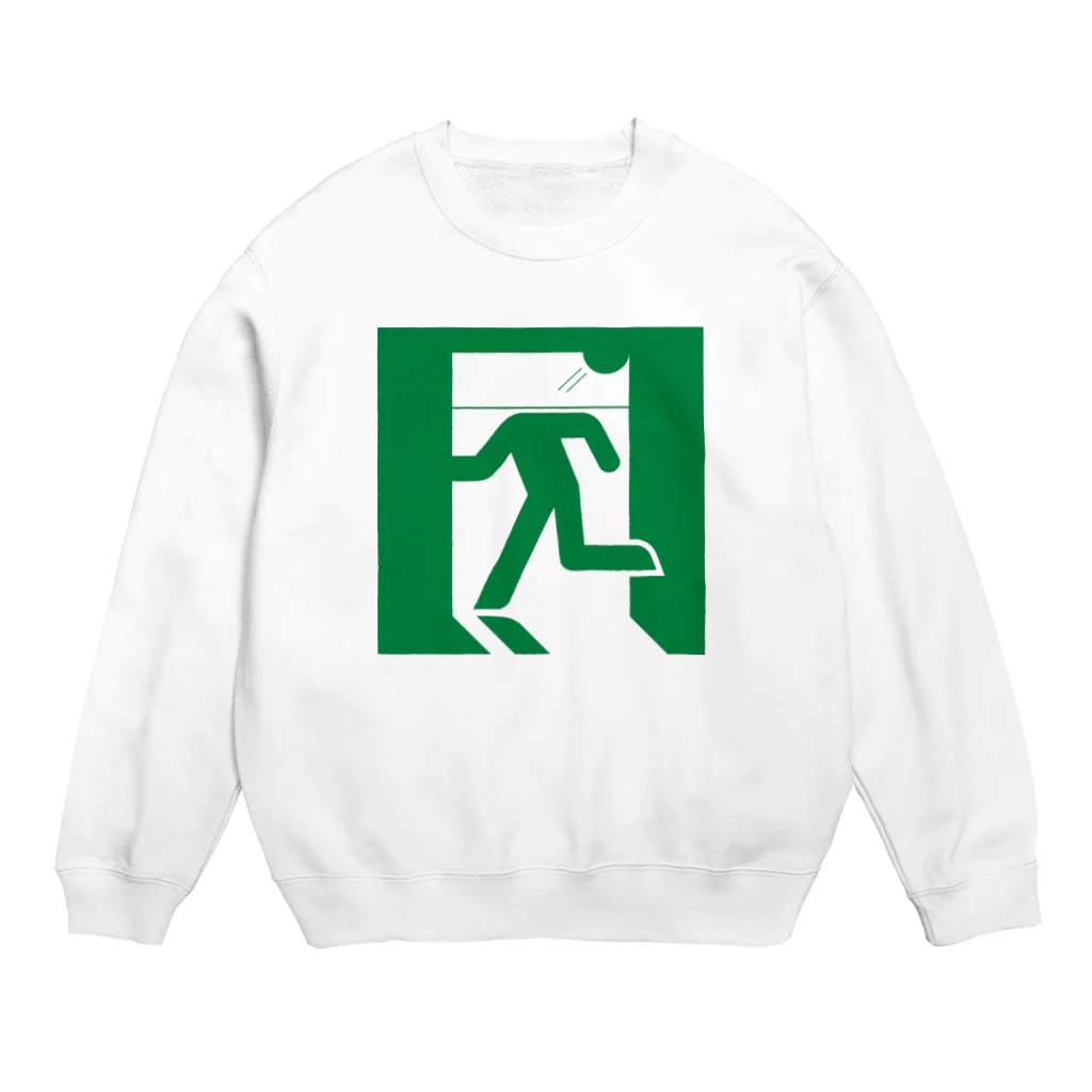 Hungry Freaksの【ホラーな公共サイン】恐怖の非情口 Crew Neck Sweatshirt