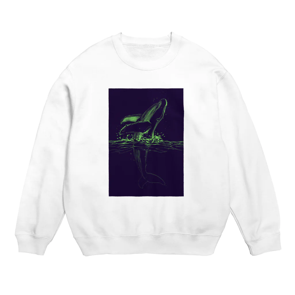 ジョンの乗り物イラストのクジラザップゥン Crew Neck Sweatshirt