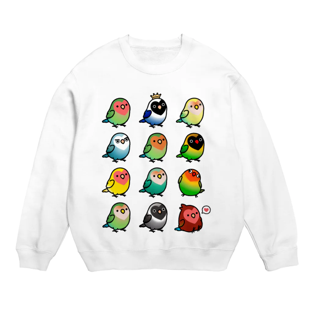 Cody the LovebirdのChubby Bird ラブバード大集合　（コザクラインコ＆ボタンインコ）  Crew Neck Sweatshirt