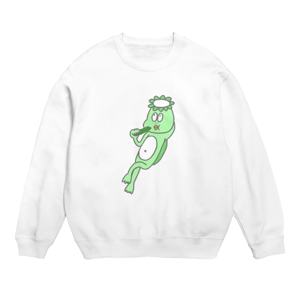 エダマメのきゅうりを食べるかっぱ Crew Neck Sweatshirt