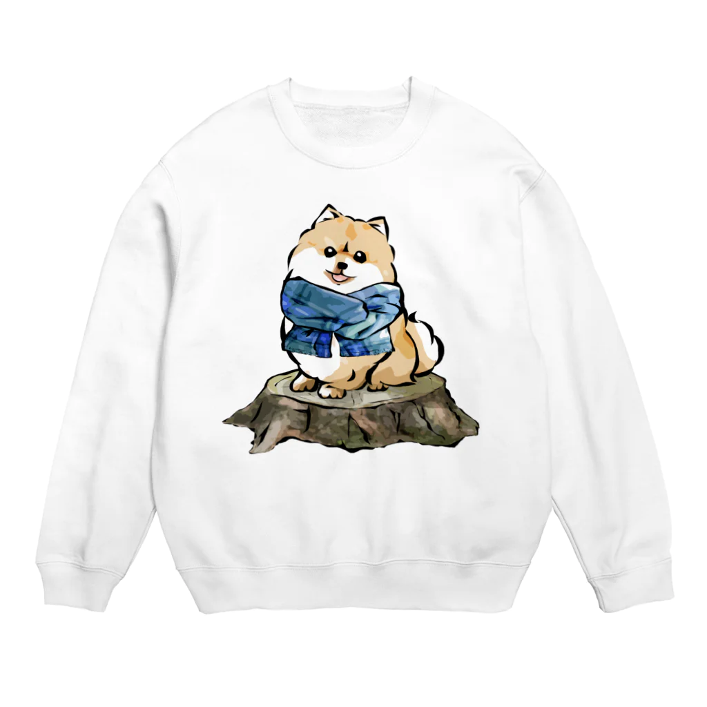 犬グッズの店しえるぶるーのマフラー犬　ポメラニアン Crew Neck Sweatshirt