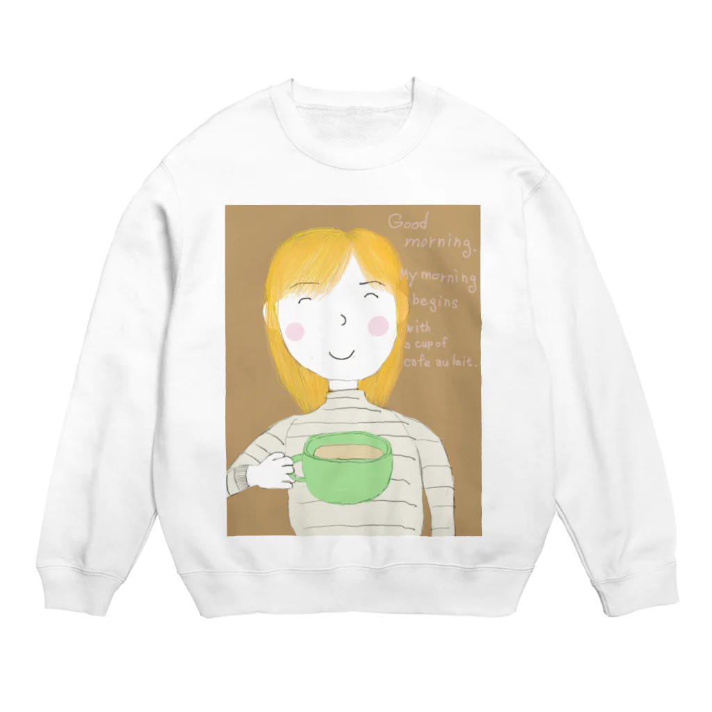 Junya MaruyamaのGood morning My morning begins with a cup of café au lait. Crew Neck Sweatshirt