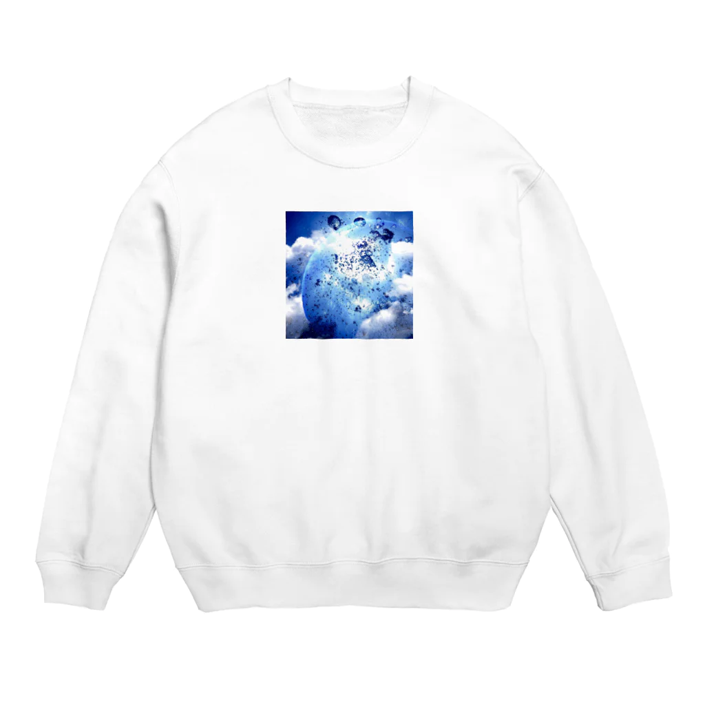 yuucanvasの宇宙アート･水の惑星 Crew Neck Sweatshirt