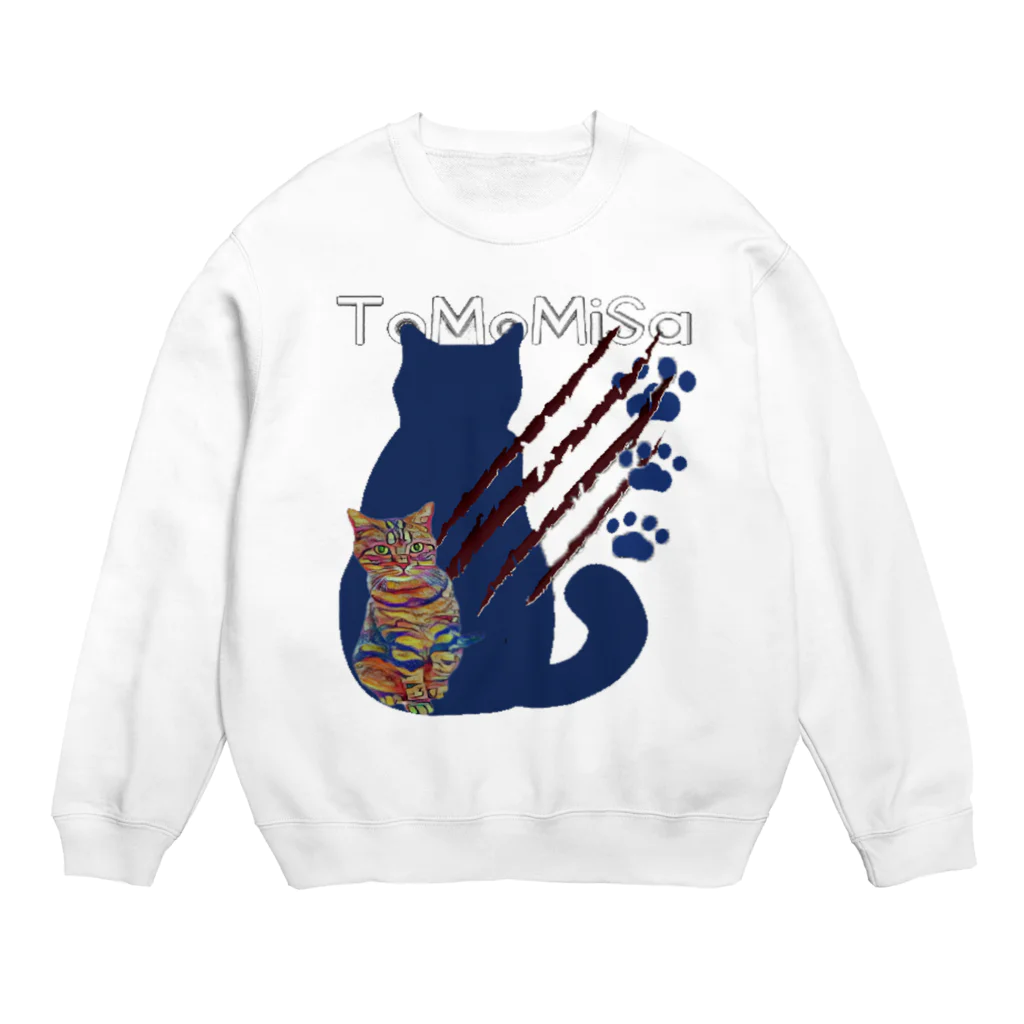 ToMoMiSaの2faced cat - ToMoMiSa cat Crew Neck Sweatshirt