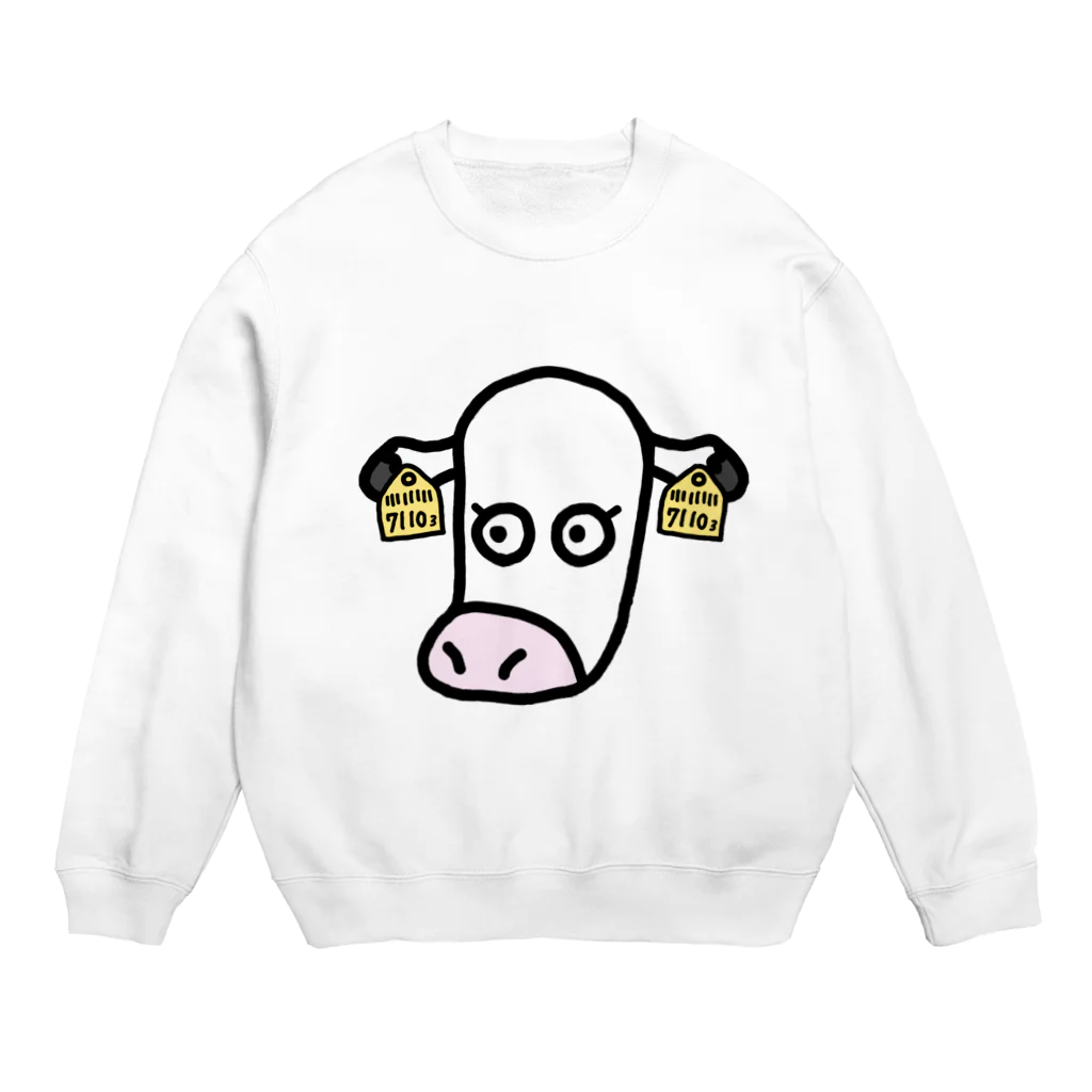 べこぴんく@楽農家の白っぽいこっこうし Crew Neck Sweatshirt