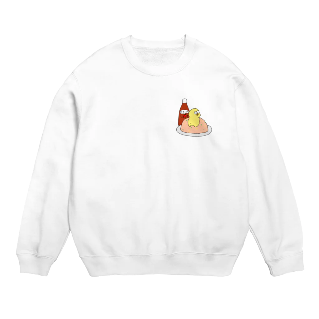 おばけのオムライスにされるひよこさん Crew Neck Sweatshirt