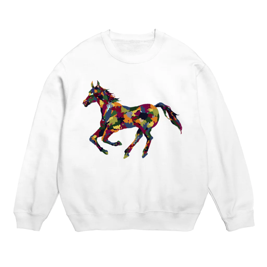 meiroのカラフルなホース Crew Neck Sweatshirt