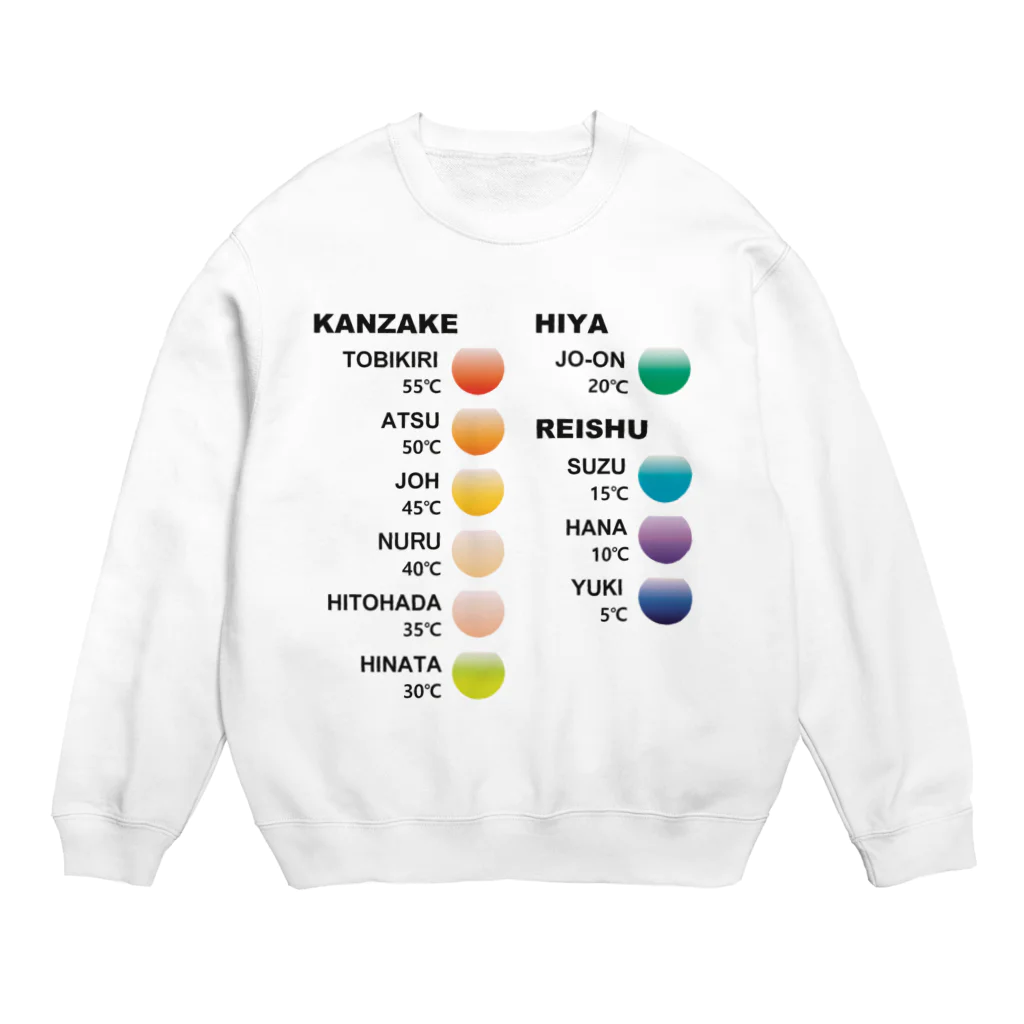 ヒロシオーバーダイブの日本酒好きのためのカラーチャート（呼び方と温度） Crew Neck Sweatshirt