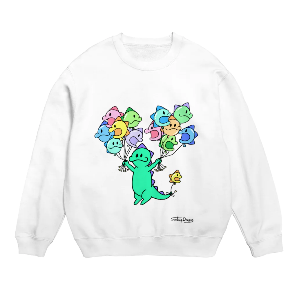 なみのりドラゴン🐉のドラゴン、浮いてみた。 Crew Neck Sweatshirt