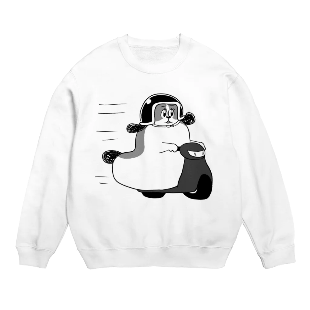 マツバラのもじゃまるバイク移動　黒 Crew Neck Sweatshirt