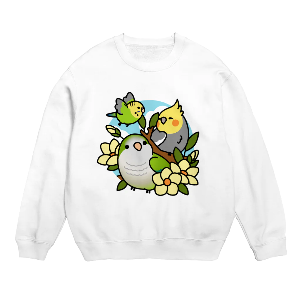 Cody the Lovebirdの仲良しインコ　セキセイインコ、オカメインコ、オキナインコ Chubby Bird Crew Neck Sweatshirt