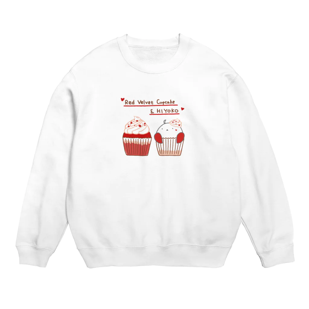 紅い羽の子 -ひよことぴよめろ-の赤いカップケーキとひよこ Crew Neck Sweatshirt