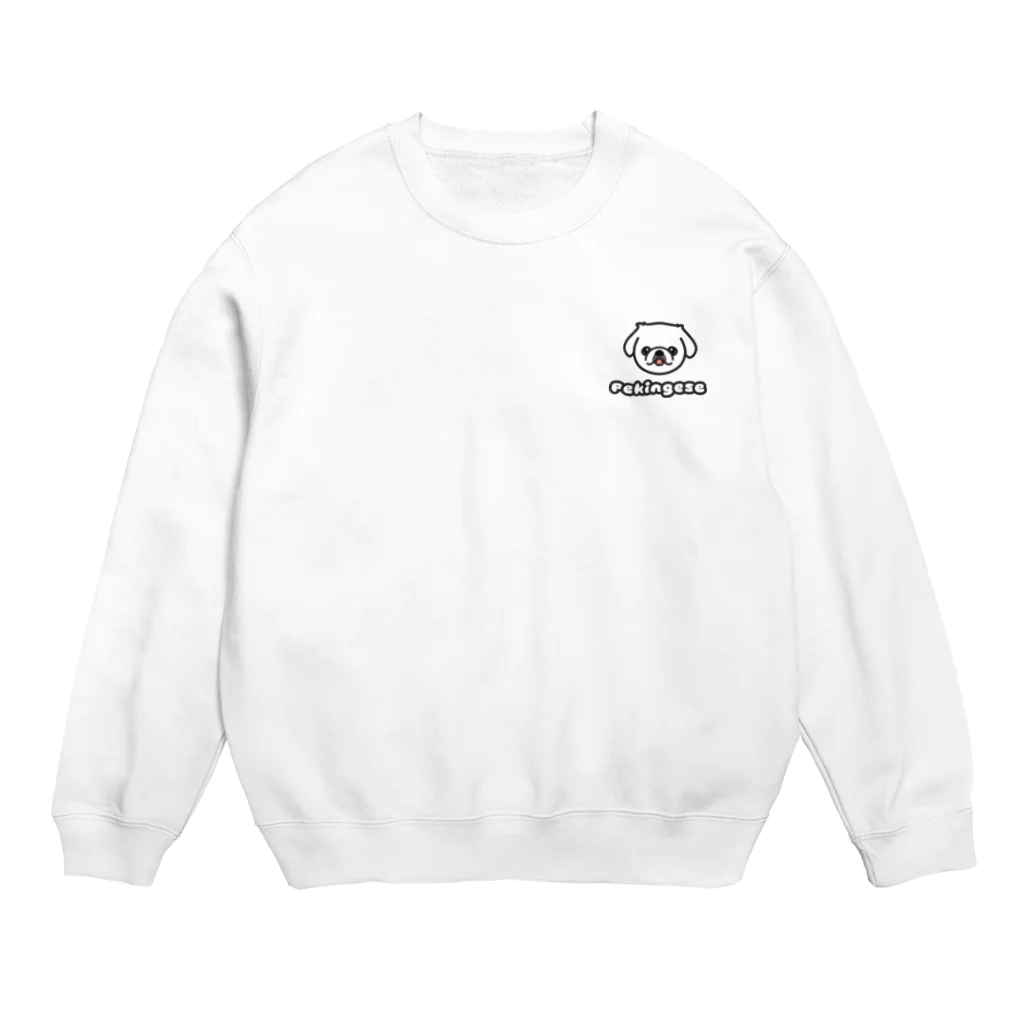 ペキニーズくらぶ（SUZURI支店）のペキニーズ・ホワイト（サマーカット）（顔だけ） Crew Neck Sweatshirt