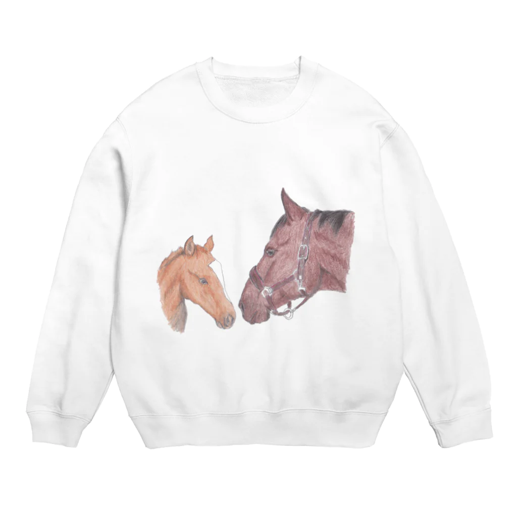 のんちゃん【ゆっくり競馬】ショップのサラブレッド親子 Crew Neck Sweatshirt