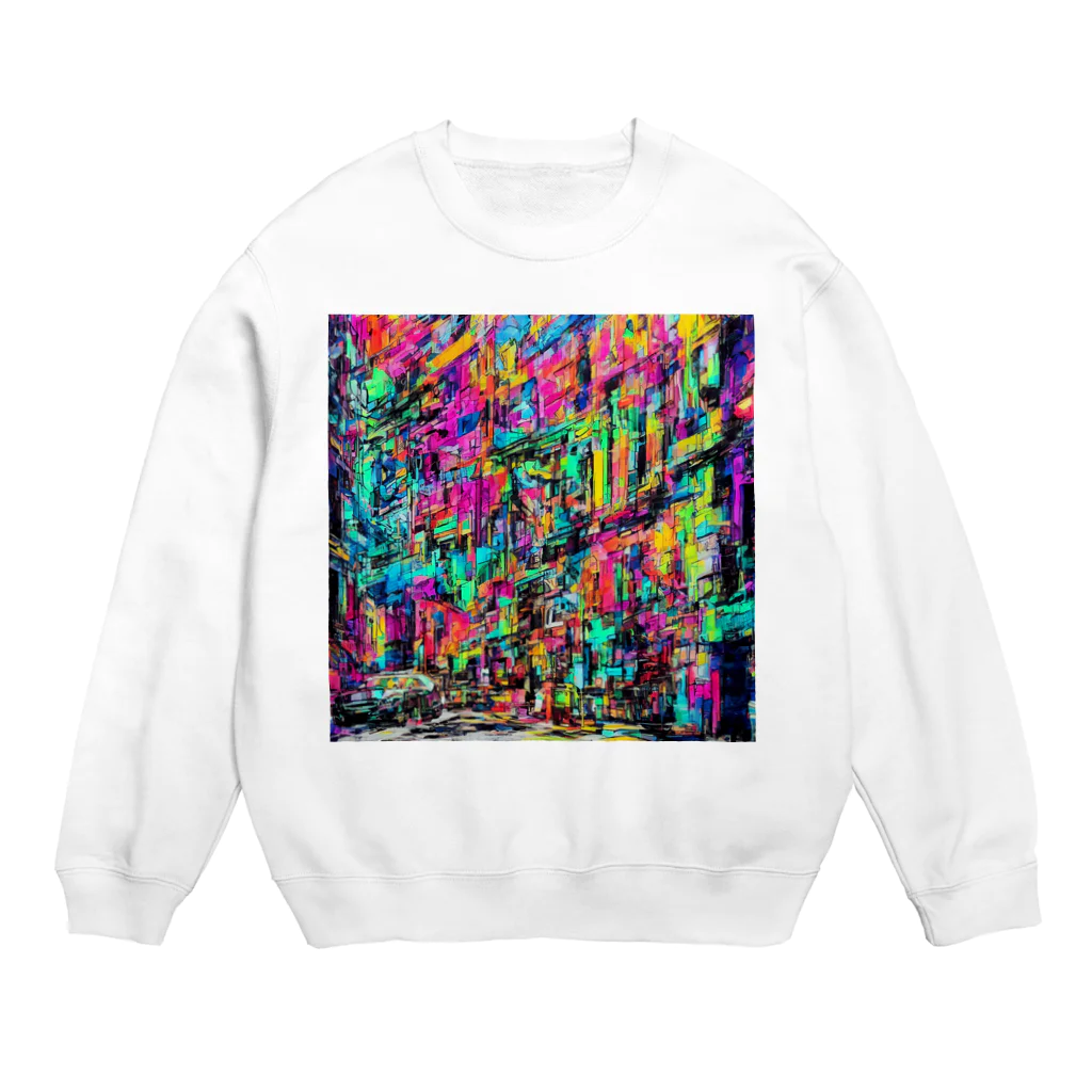 TakashiSの vivid gas station Crew Neck Sweatshirt