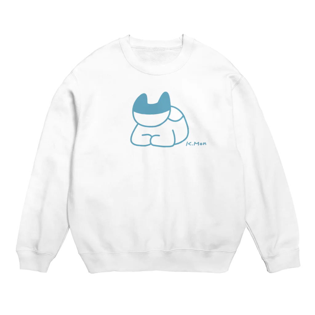 MONKUMIKOの座るこねこ（青） Crew Neck Sweatshirt