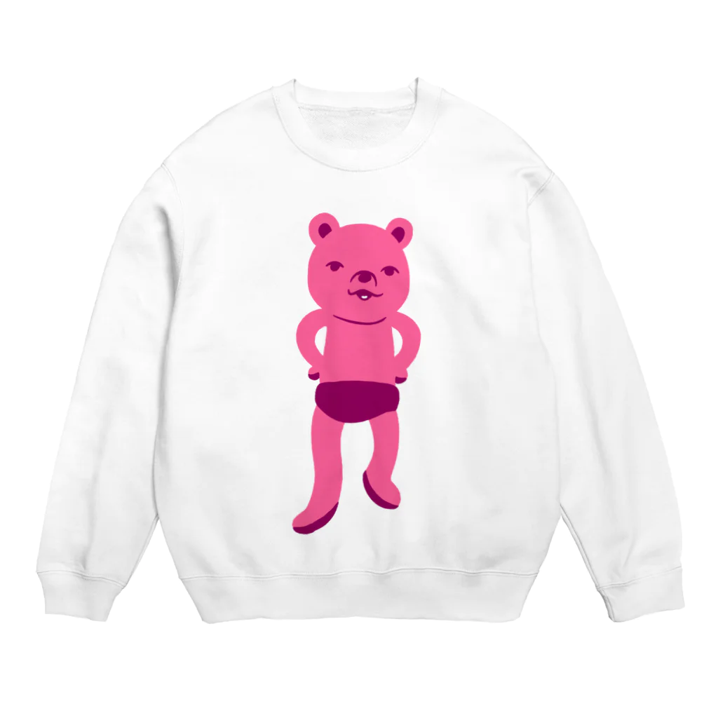 ぴこぽんSUZURIの潔い姿の熊（ピンク） Crew Neck Sweatshirt
