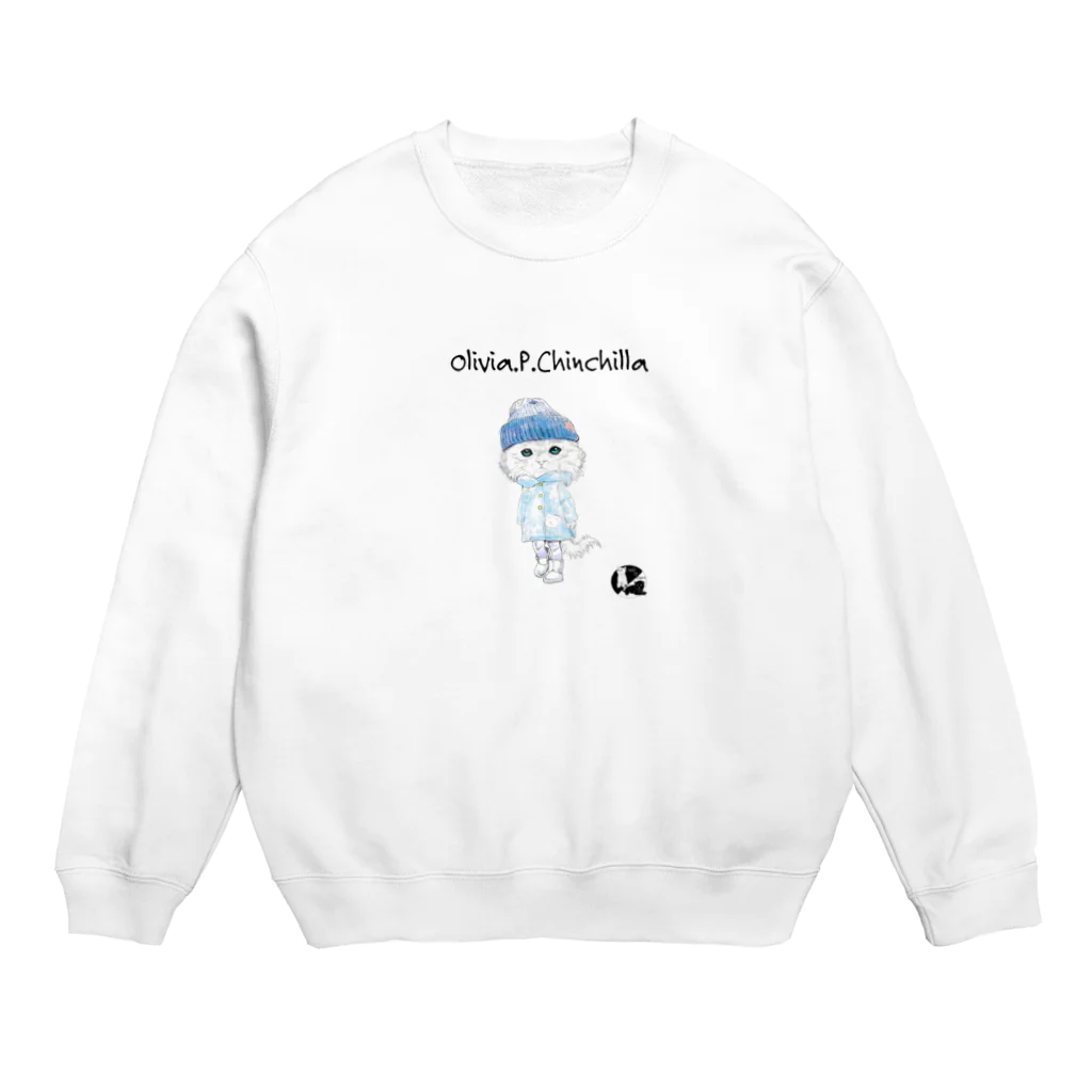 かわいいにゃんことワンコの絵のお店のオリビア.P.チンチラ Crew Neck Sweatshirt