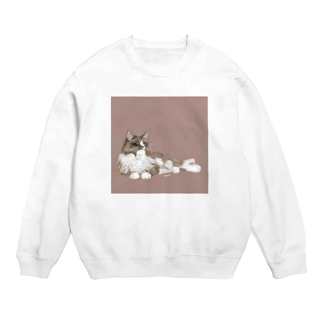 papiko くまさんの美人のネコちゃん Crew Neck Sweatshirt