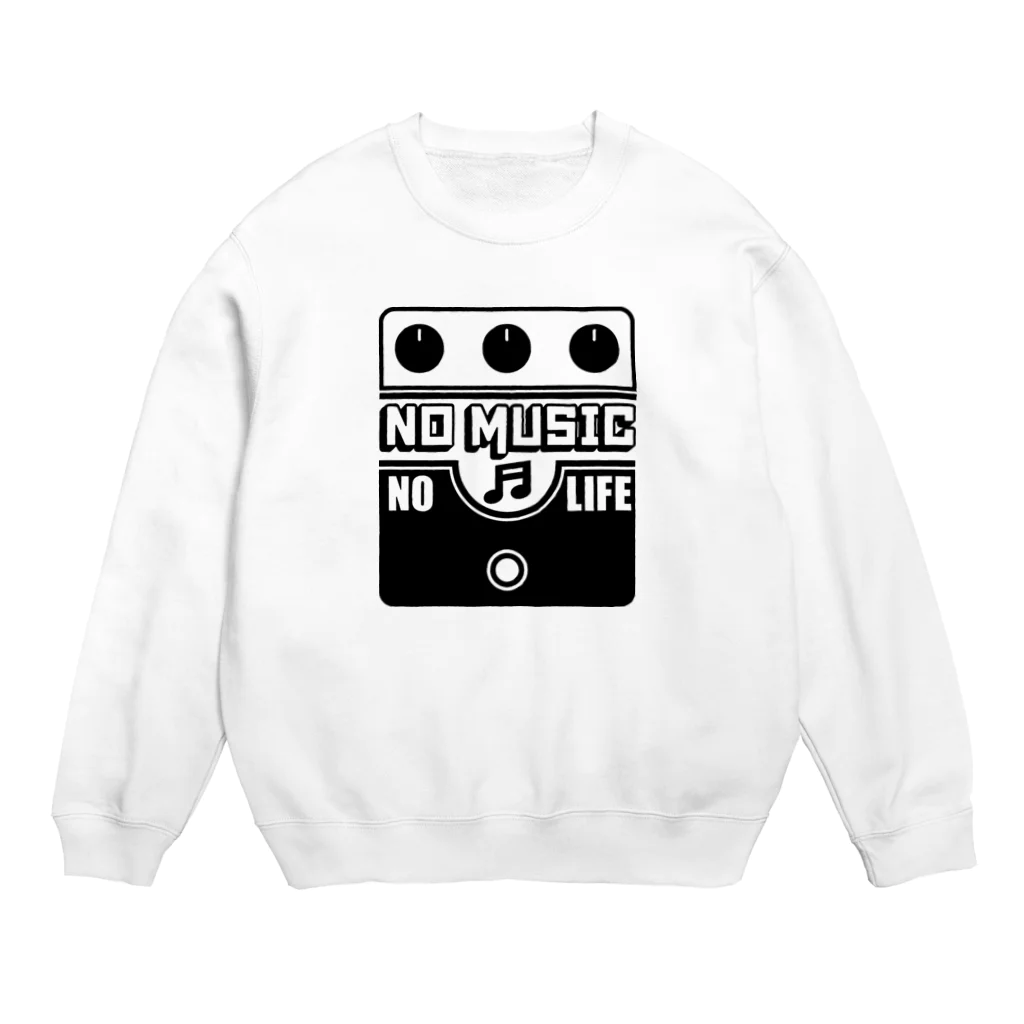 QUQU_WORKSのノーミュージックノーライフ ビッグマフデザイン ブラック Crew Neck Sweatshirt