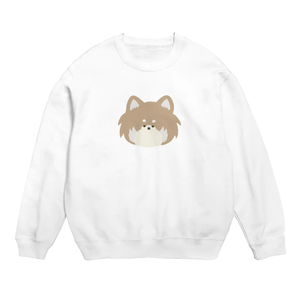 3本しっぽのビションフリーゼのふぁさふぁさしっぽのチワワ(茶色) Crew Neck Sweatshirt