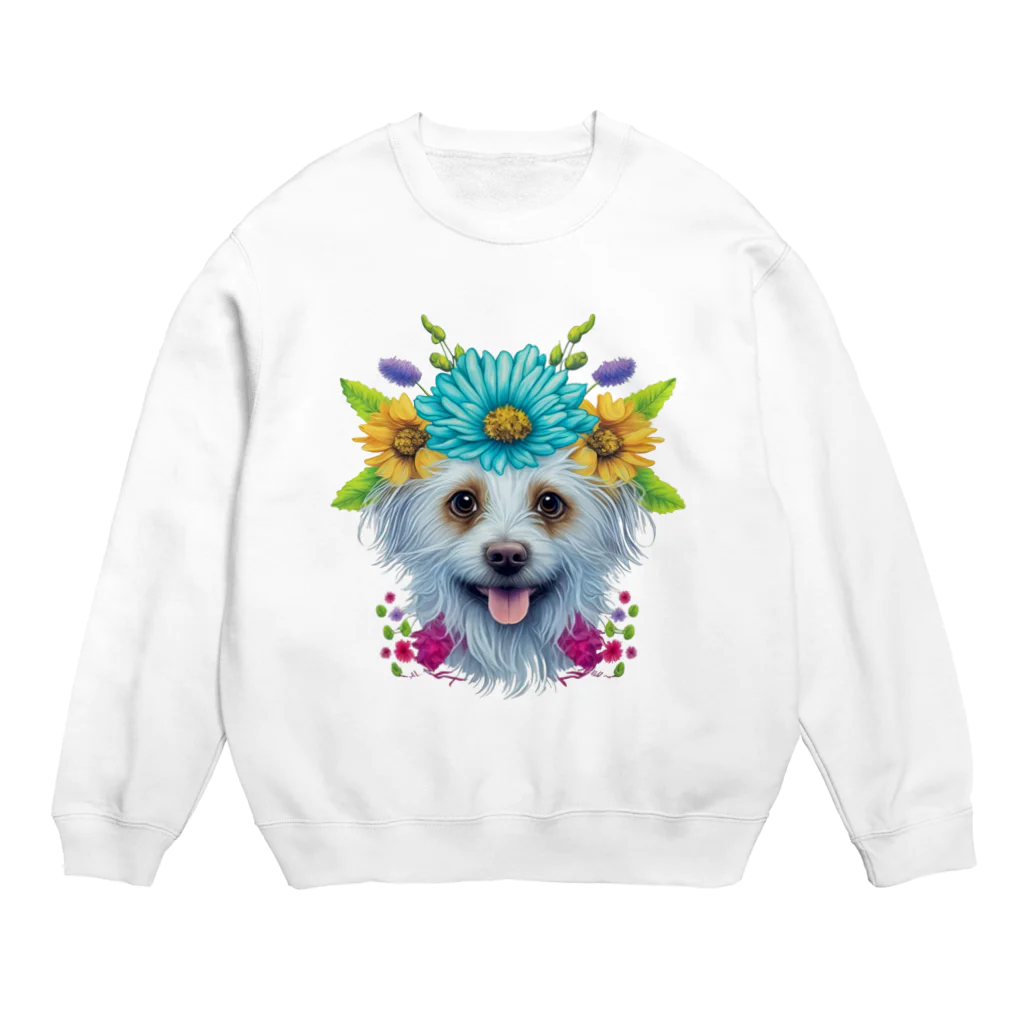 znbmsrrの花柄のポメラニアン犬と子犬。 女の子と男の子への美しい贈り物。 Crew Neck Sweatshirt