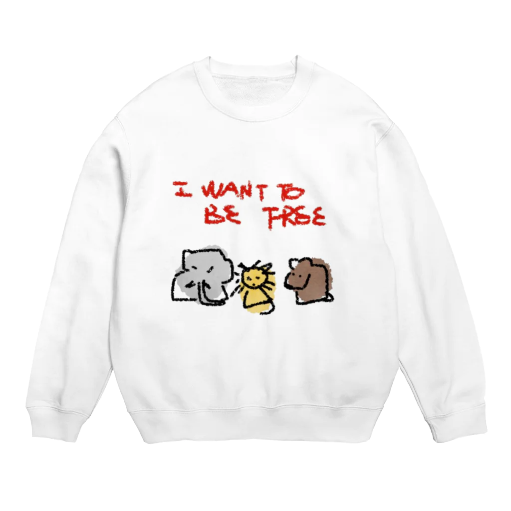 チームTyke グッズショップのI WANT TO BE FREE Crew Neck Sweatshirt