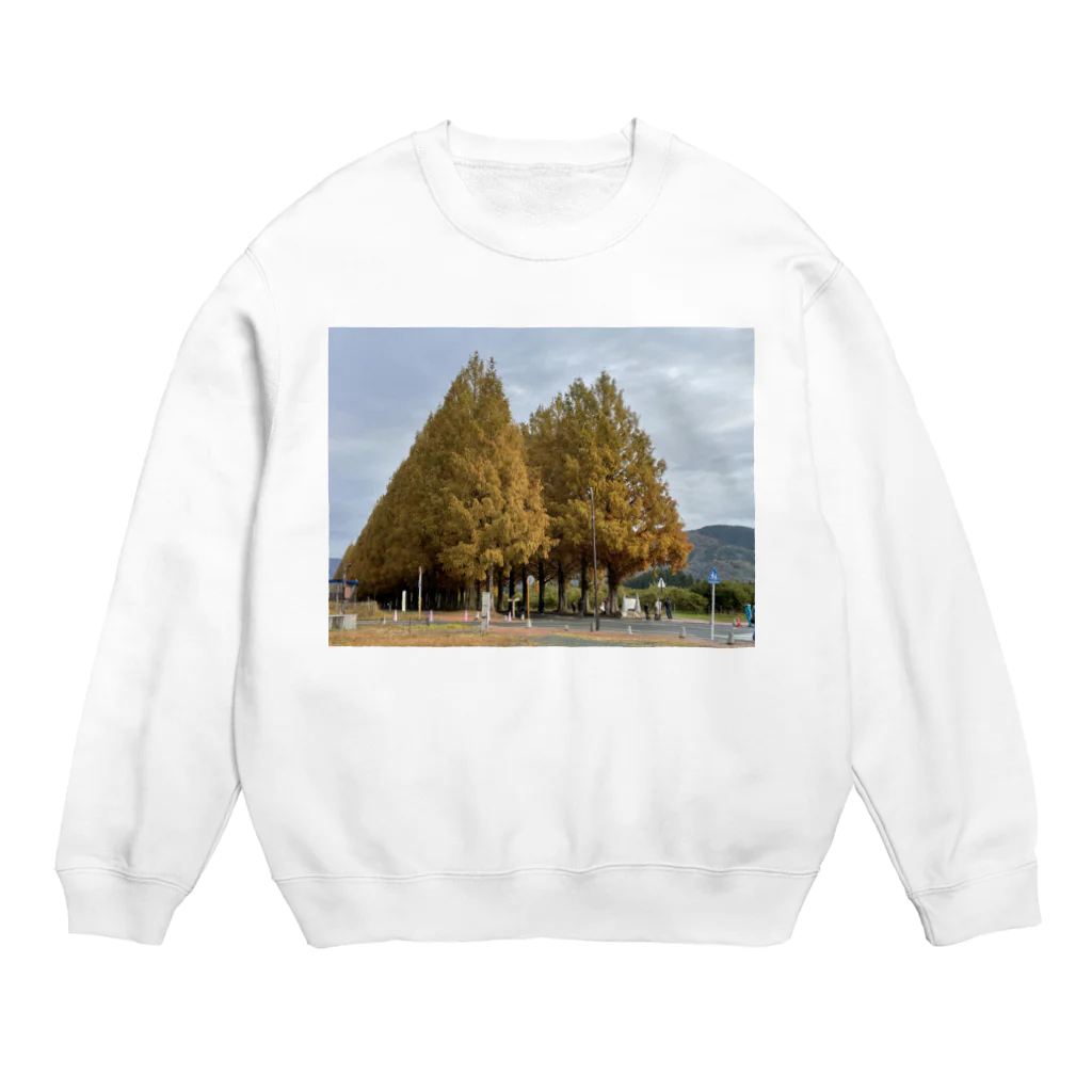 トロールショップの紅葉の季節の並木道 Crew Neck Sweatshirt