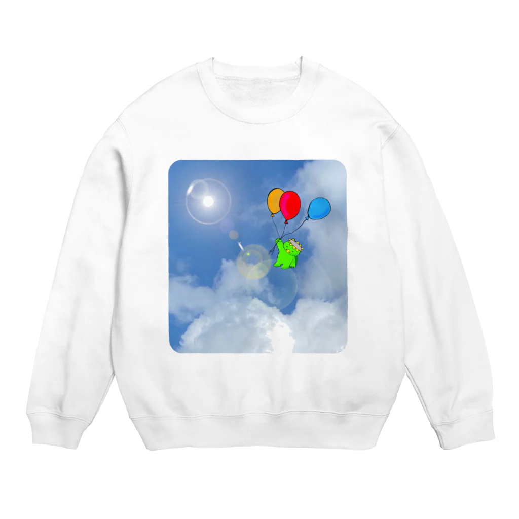 ☆あゆ ころ たろの☆ ハッピーライフの空飛ぶ風船カッパ Crew Neck Sweatshirt