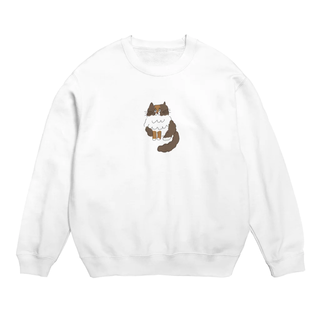 お髭ちゃんのおみせ。のふわふわドレス猫ちゃん Crew Neck Sweatshirt