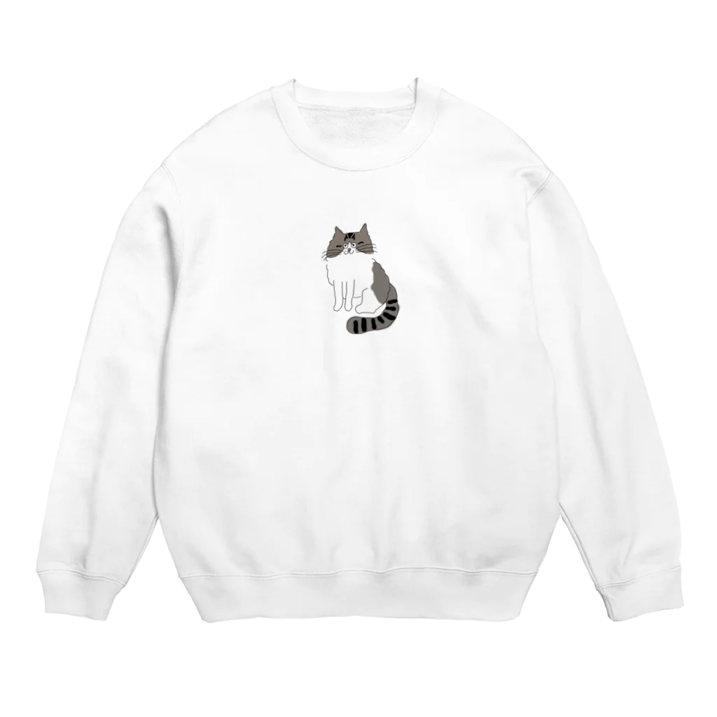 お髭ちゃんのおみせ。のしっぽしましま猫ちゃん Crew Neck Sweatshirt