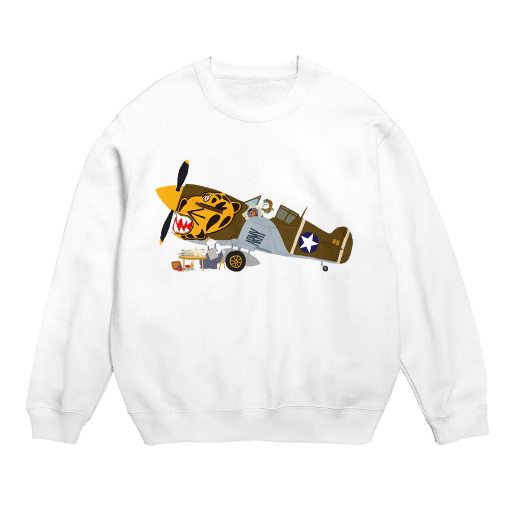 SKULL-2のノーズアートを描くすろくま。戦闘機P-40 Crew Neck Sweatshirt