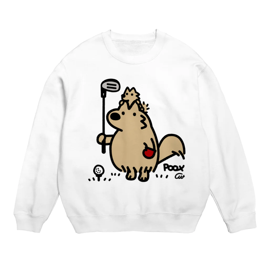 イラスト MONYAAT のポメラニアン　ゴルフをする Crew Neck Sweatshirt