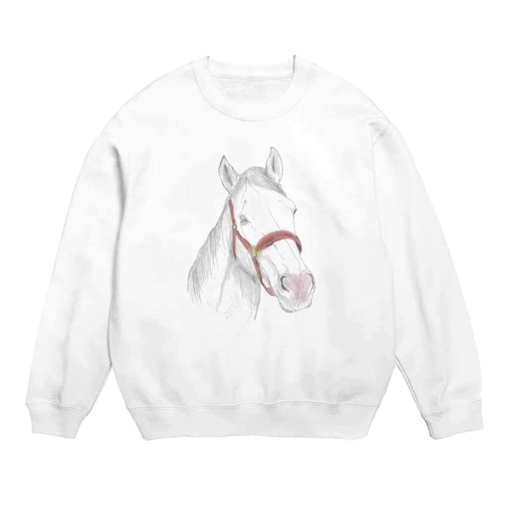 のんちゃん【ゆっくり競馬】ショップのサラブレッド芦毛 Crew Neck Sweatshirt