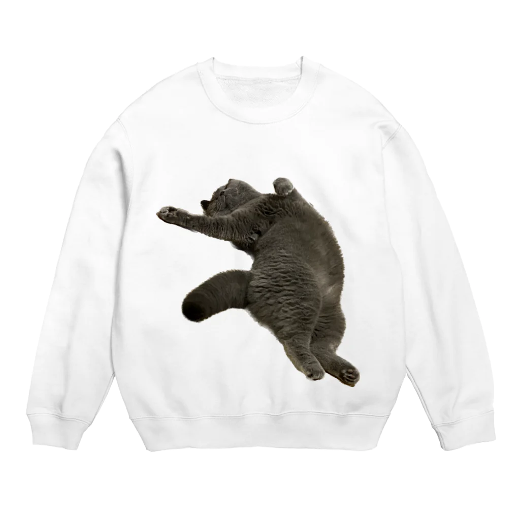 むっちり猫のむっちり丸のお腹ぽっこりむっちり丸 Crew Neck Sweatshirt